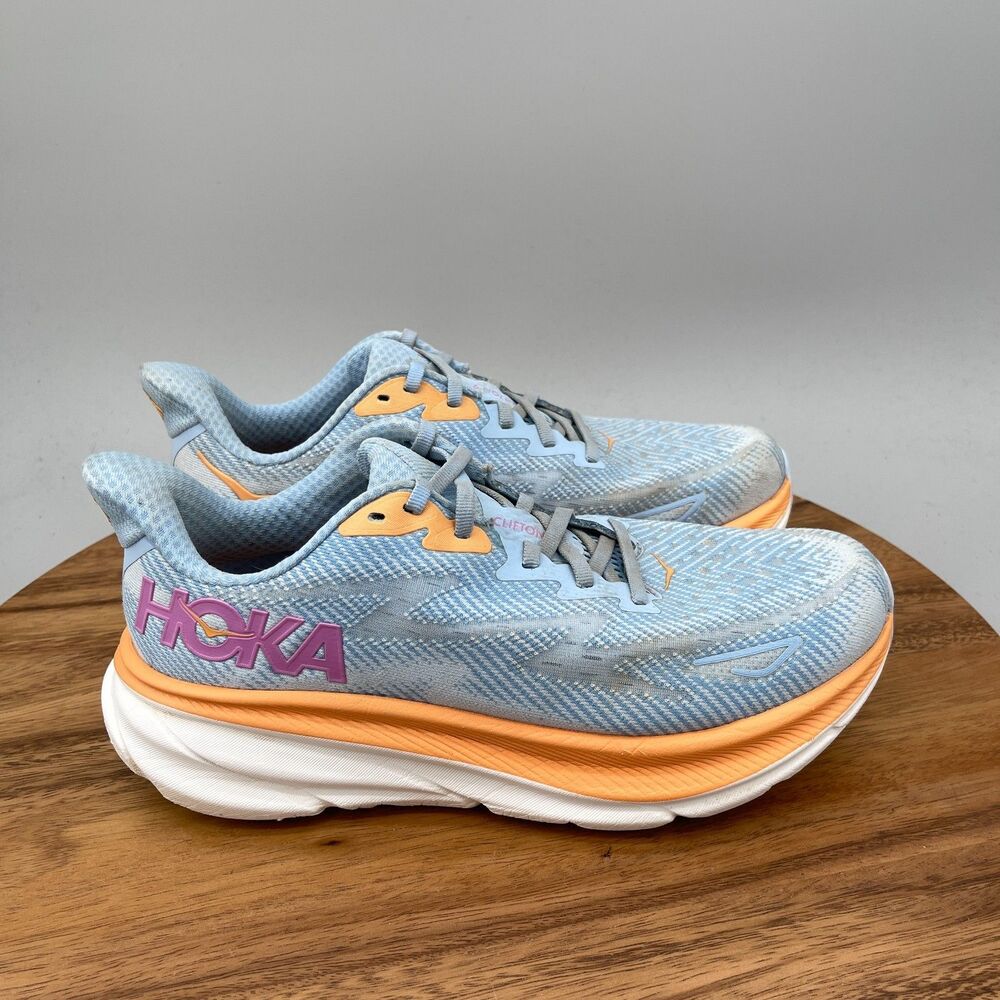 Hoka One One Clifton 9 Shoes Womens Size 8 D Blue Running Comfort Walking